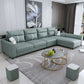 Faux Leather Sectional Sofa ,37.4" Tall Square Arm Sectional Sofa Mint Green Clearhalo 'furn' 'furn_sectionals' 'Furniture' 'Living Room Furniture' 'Sectionals' 5955085