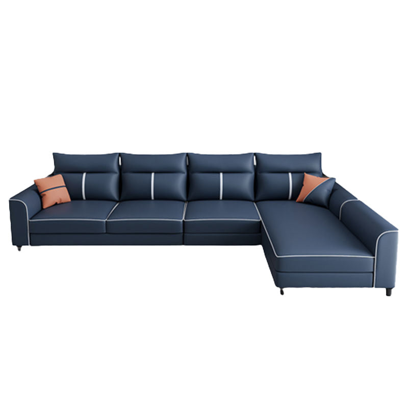 Faux Leather Sectional Sofa ,37.4" Tall Square Arm Sectional Sofa Clearhalo 'furn' 'furn_sectionals' 'Furniture' 'Living Room Furniture' 'Sectionals' 5955088