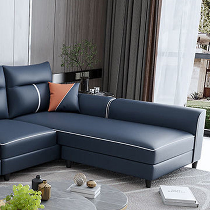 Faux Leather Sectional Sofa ,37.4" Tall Square Arm Sectional Sofa Clearhalo 'furn' 'furn_sectionals' 'Furniture' 'Living Room Furniture' 'Sectionals' 5955089