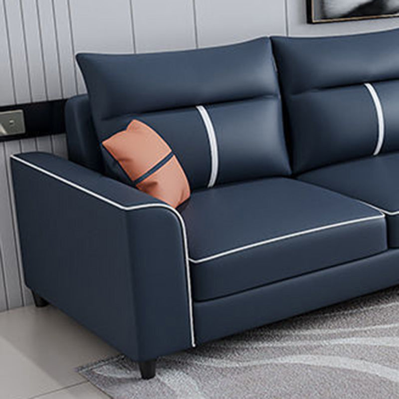 Faux Leather Sectional Sofa ,37.4" Tall Square Arm Sectional Sofa Clearhalo 'furn' 'furn_sectionals' 'Furniture' 'Living Room Furniture' 'Sectionals' 5955092