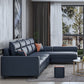 Faux Leather Sectional Sofa ,37.4" Tall Square Arm Sectional Sofa Clearhalo 'furn' 'furn_sectionals' 'Furniture' 'Living Room Furniture' 'Sectionals' 5955093