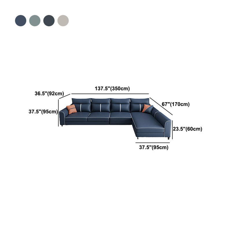Faux Leather Sectional Sofa ,37.4" Tall Square Arm Sectional Sofa Clearhalo 'furn' 'furn_sectionals' 'Furniture' 'Living Room Furniture' 'Sectionals' 5955095