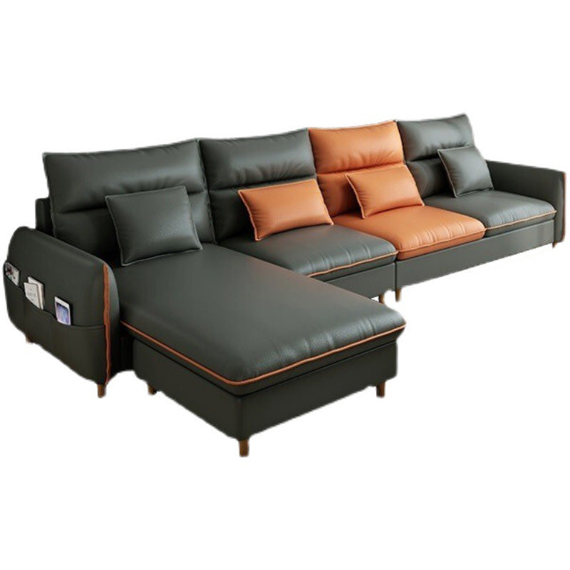 Modern Storage Faux Leather Sectioanl with Pillow Back for Living Room Clearhalo 'furn' 'furn_sectionals' 'Furniture' 'Living Room Furniture' 'Sectionals' 5955100