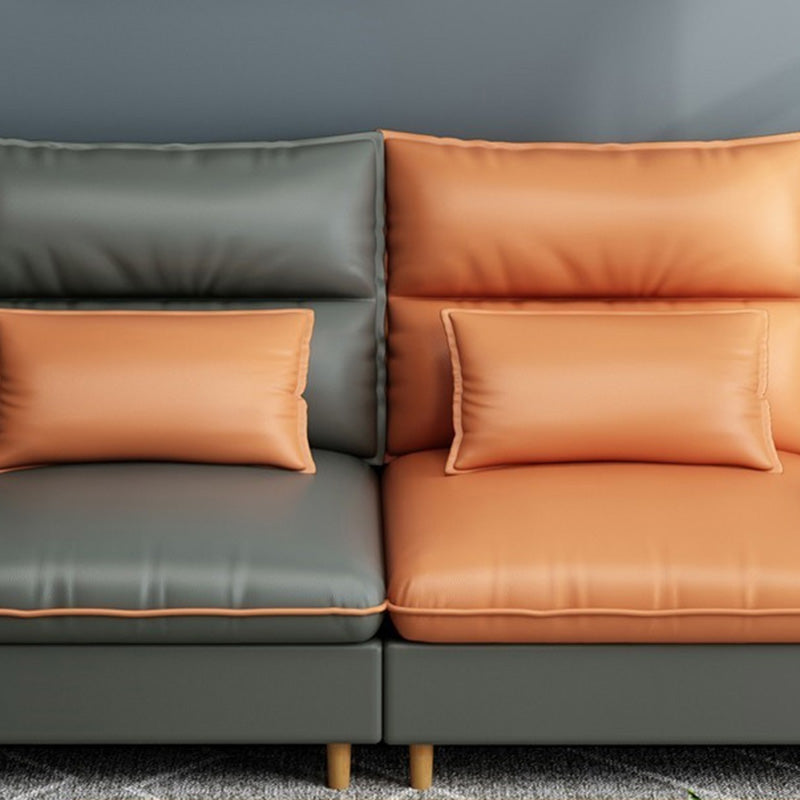 Modern Storage Faux Leather Sectioanl with Pillow Back for Living Room Clearhalo 'furn' 'furn_sectionals' 'Furniture' 'Living Room Furniture' 'Sectionals' 5955104