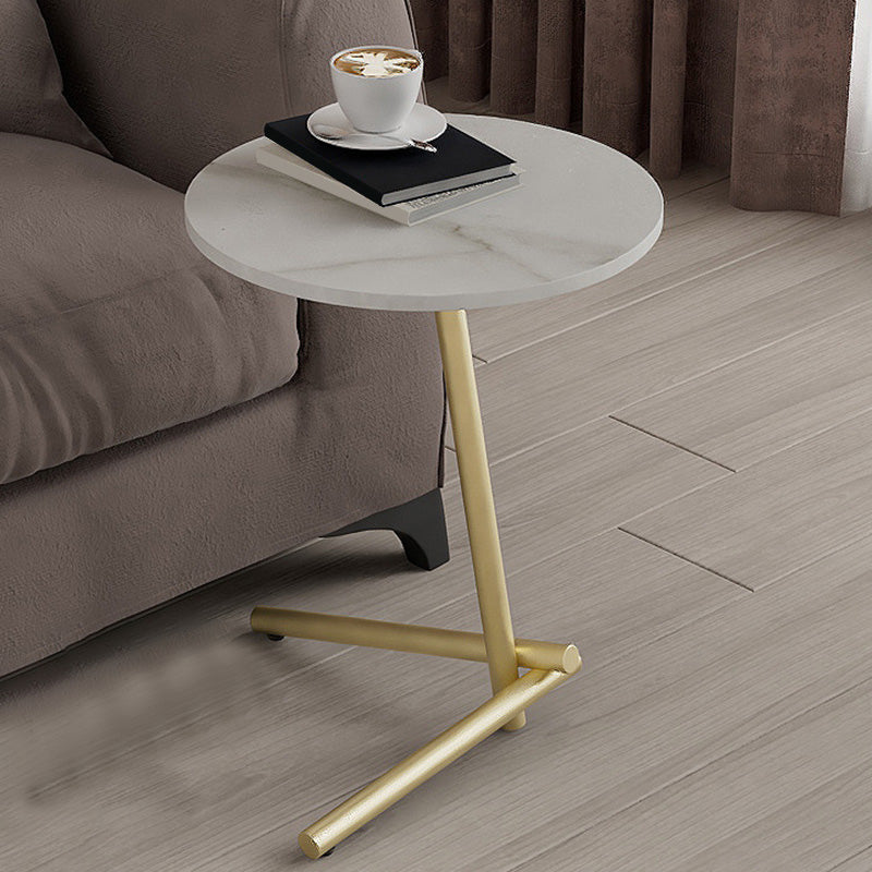 Pedestal Round End Table Minimalist Side End Table for Living Room Gold White 1 Clearhalo 'Coffee & Accent Tables' 'End & Side Tables' 'end_side_tables' 'furn' 'furn_end_side_tables' 'Furniture' 'Living Room Furniture' 5955151