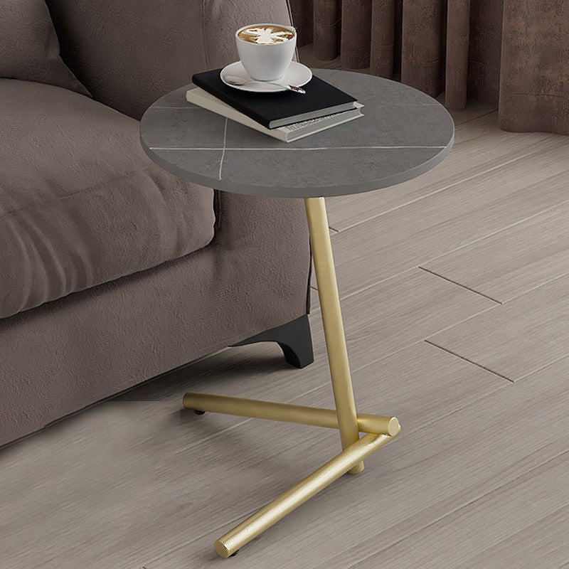 Pedestal Round End Table Minimalist Side End Table for Living Room Gold Gray 1 Clearhalo 'Coffee & Accent Tables' 'End & Side Tables' 'end_side_tables' 'furn' 'furn_end_side_tables' 'Furniture' 'Living Room Furniture' 5955152