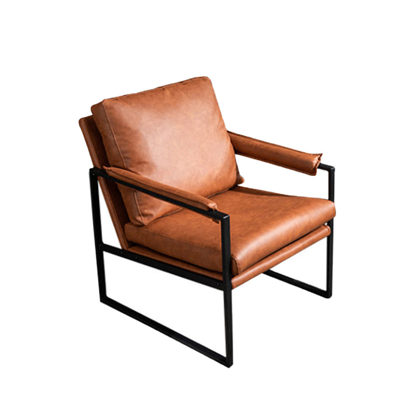 Contemporary Faux Leather Sled Pillow Back with Black Legs Accent Armchair