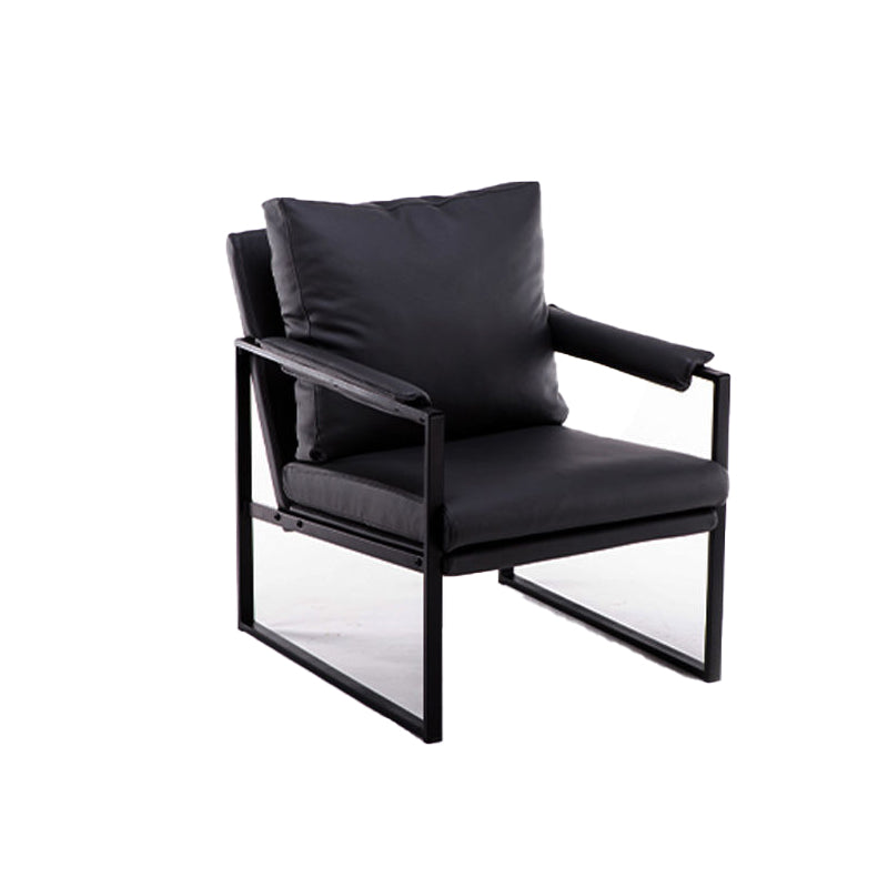 Contemporary Faux Leather Sled Pillow Back with Black Legs Accent Armchair