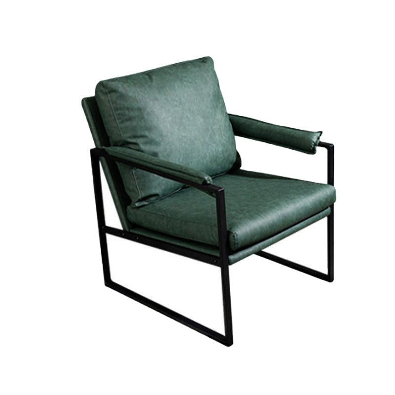 Contemporary Faux Leather Sled Pillow Back with Black Legs Accent Armchair