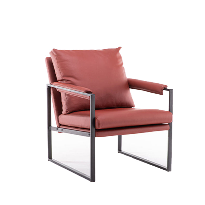 Contemporary Faux Leather Sled Pillow Back with Black Legs Accent Armchair