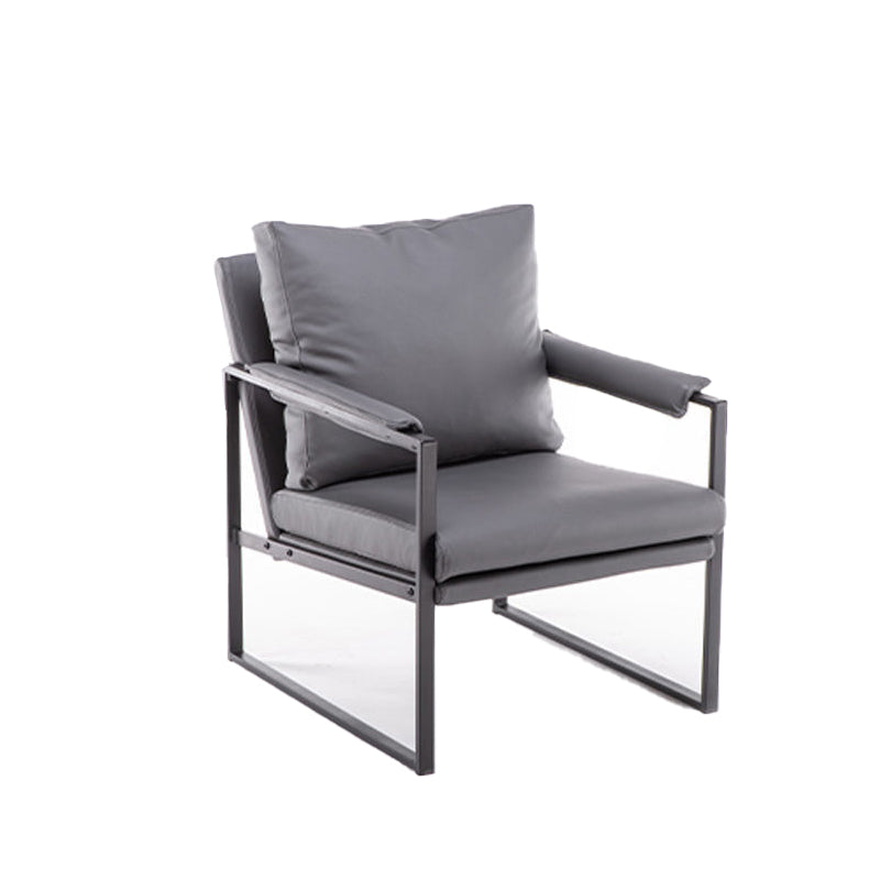 Contemporary Faux Leather Sled Pillow Back with Black Legs Accent Armchair