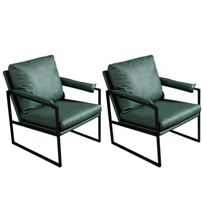 Contemporary Faux Leather Sled Pillow Back with Black Legs Accent Armchair