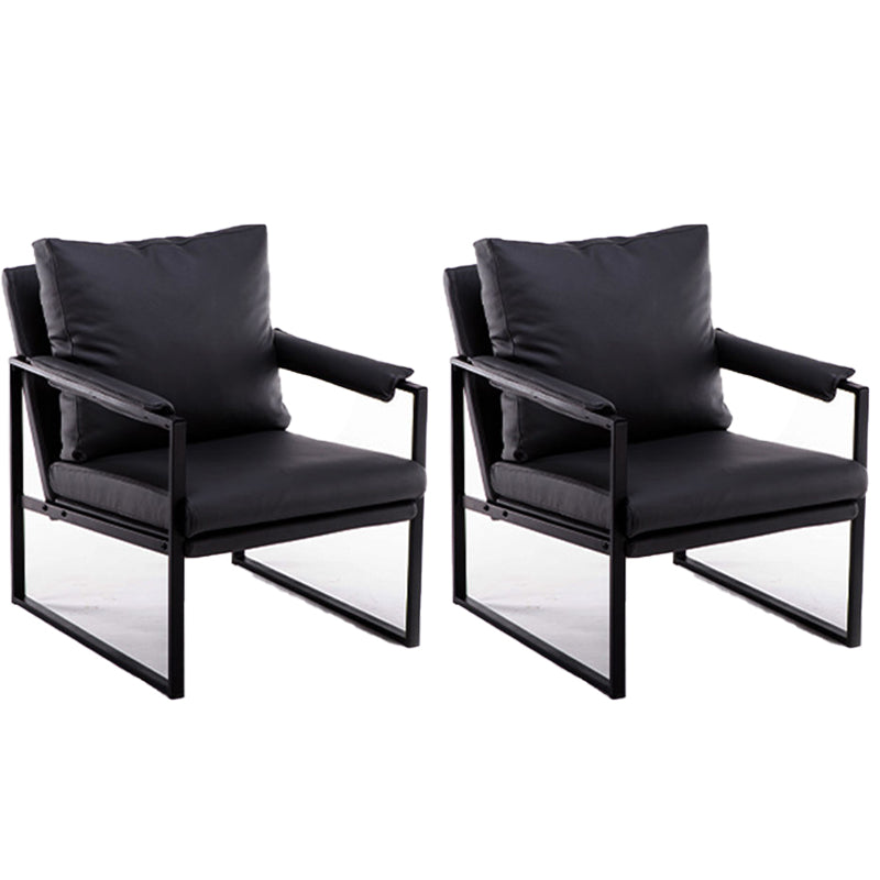 Contemporary Faux Leather Sled Pillow Back with Black Legs Accent Armchair