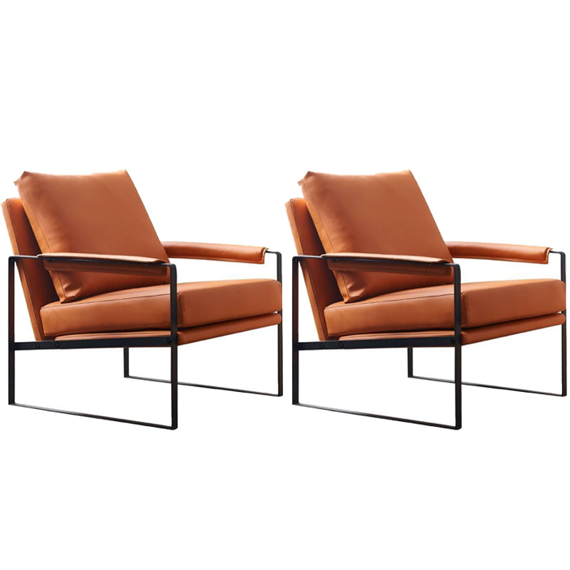 Contemporary Faux Leather Sled Pillow Back with Black Legs Accent Armchair