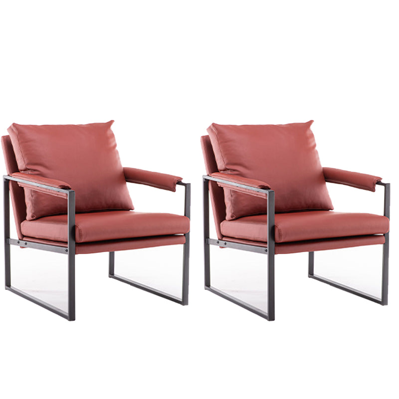 Contemporary Faux Leather Sled Pillow Back with Black Legs Accent Armchair