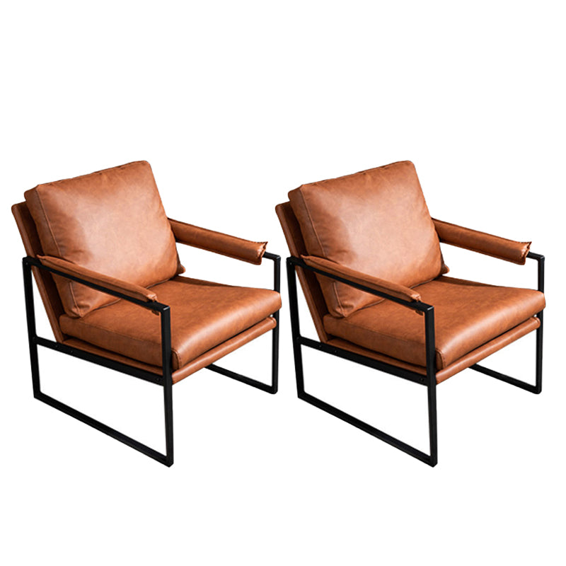 Contemporary Faux Leather Sled Pillow Back with Black Legs Accent Armchair