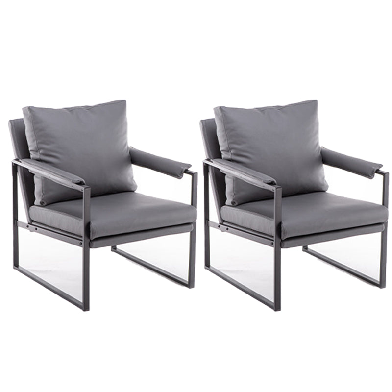 Contemporary Faux Leather Sled Pillow Back with Black Legs Accent Armchair