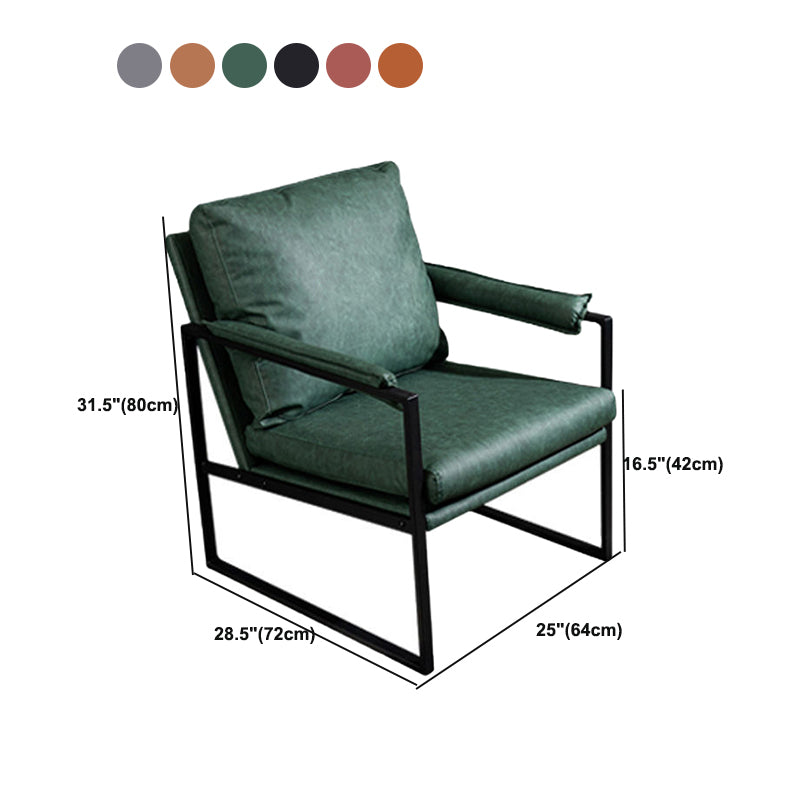 Contemporary Faux Leather Sled Pillow Back with Black Legs Accent Armchair