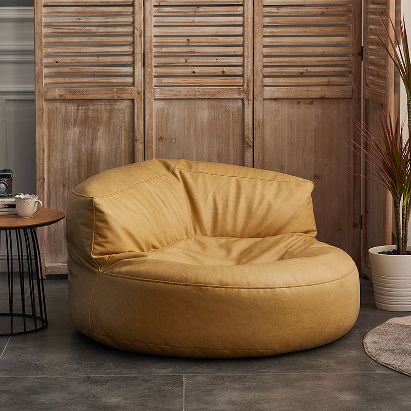 Nordic Bonded Leather Armless Tight Back EPP Filled Aceent Chair Yellow 1 Piece Clearhalo 'Accent Chairs' 'accent_chairs' 'Chairs & Seating' 'furn' 'furn_accent_chairs' 'Furniture' 'Living Room Furniture' 5955247