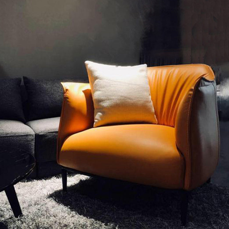 Contemporary PU Leather Arms Included with Black Legs Accent Armchair