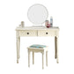 Modern Style Pine White Rectangular 4 Legs Dressing Table with 2 Drawers
