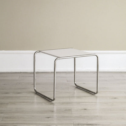 Contemporary Coffee Table with Wooden Top and Steel Sled Base 21.7"L x 18.9"W x 18.9"H White Clearhalo 'Coffee & Accent Tables' 'Coffee Tables' 'coffee_tables' 'furn' 'furn_coffee_tables' 'Furniture' 'Living Room Furniture' 5955459