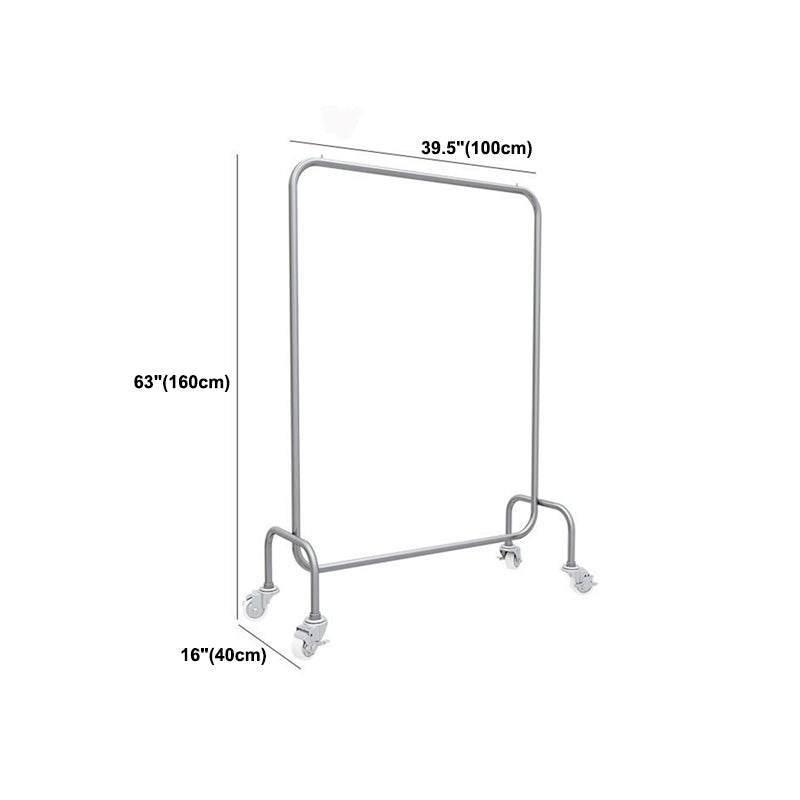 Industrial Style Metallic Coat Hanger Free Standing Coat Rack with 4 Wheels Clearhalo 'Entry & Mudroom Furniture' 'furn' 'furn_hall_tree_coat_racks' 'Furniture' 'Hall Trees & Coat Racks' 'hall_tree_coat_racks' 5955498