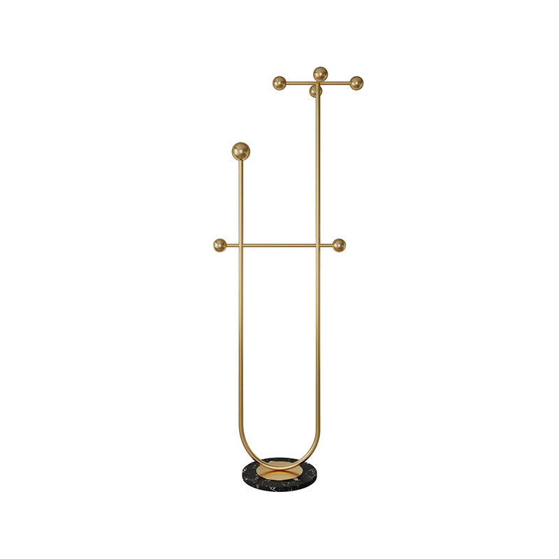 Gorgeous Coat Rack Marble Bottom 7 Coat Hooks Metal Coat Rack Gold-Black Clearhalo 'Entry & Mudroom Furniture' 'furn' 'furn_hall_tree_coat_racks' 'Furniture' 'Hall Trees & Coat Racks' 'hall_tree_coat_racks' 5955643