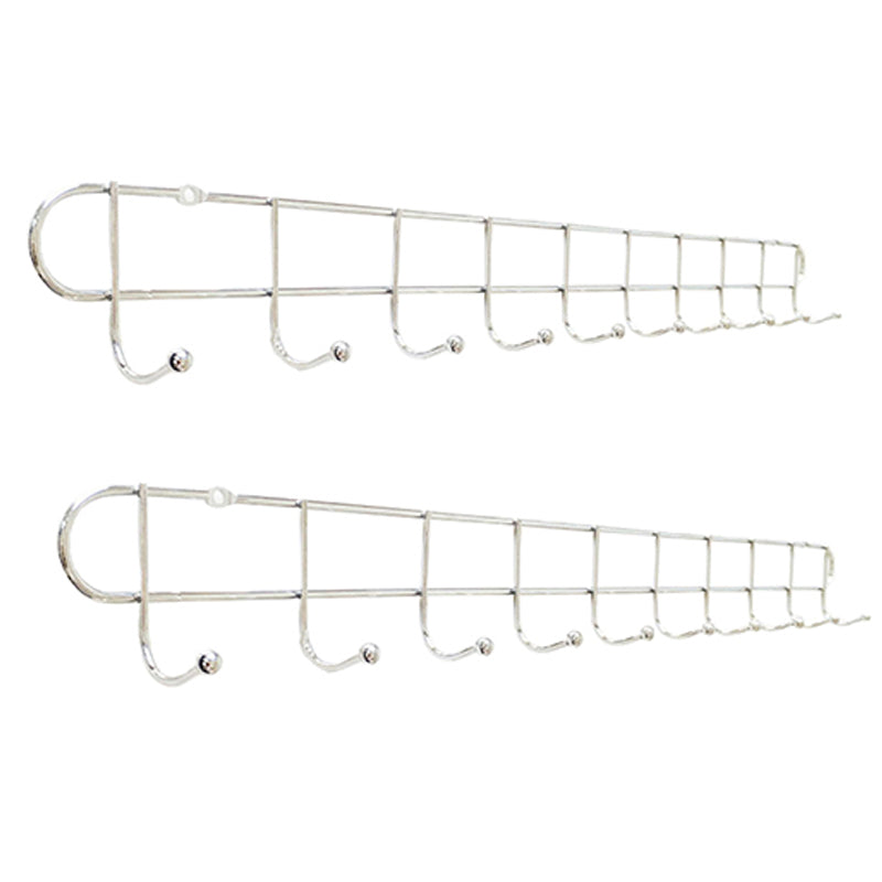 Industrial Entryway Kit Silver Stainless Steel Wall-Mounted with Hooks Coat Hanger 23.8"L x 1.4"W x 2.2"H 2 Piece Set Clearhalo 'Entry & Mudroom Furniture' 'furn' 'furn_hall_tree_coat_racks' 'Furniture' 'Hall Trees & Coat Racks' 'hall_tree_coat_racks' 5955975