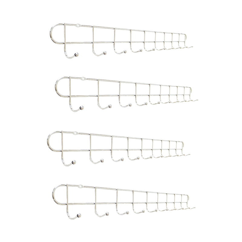 Industrial Entryway Kit Silver Stainless Steel Wall-Mounted with Hooks Coat Hanger 23.8"L x 1.4"W x 2.2"H 4 Piece Set Clearhalo 'Entry & Mudroom Furniture' 'furn' 'furn_hall_tree_coat_racks' 'Furniture' 'Hall Trees & Coat Racks' 'hall_tree_coat_racks' 5955977