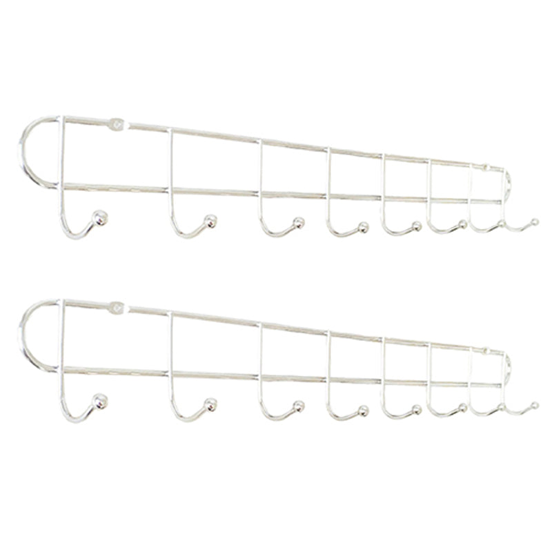 Industrial Entryway Kit Silver Stainless Steel Wall-Mounted with Hooks Coat Hanger 18.5"L x 1.4"W x 2.2"H 2 Piece Set Clearhalo 'Entry & Mudroom Furniture' 'furn' 'furn_hall_tree_coat_racks' 'Furniture' 'Hall Trees & Coat Racks' 'hall_tree_coat_racks' 5955979