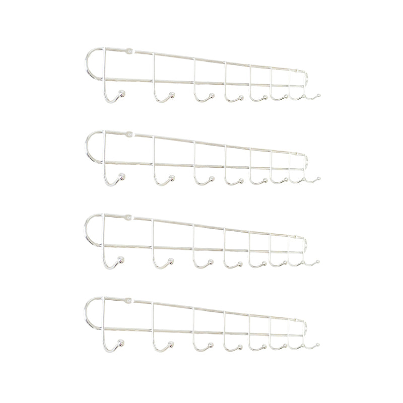 Industrial Entryway Kit Silver Stainless Steel Wall-Mounted with Hooks Coat Hanger 18.5"L x 1.4"W x 2.2"H 4 Piece Set Clearhalo 'Entry & Mudroom Furniture' 'furn' 'furn_hall_tree_coat_racks' 'Furniture' 'Hall Trees & Coat Racks' 'hall_tree_coat_racks' 5955981