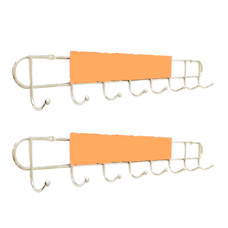 Industrial Entryway Kit Silver Stainless Steel Wall-Mounted with Hooks Coat Hanger 18.5"L x 1.7"W x 2.4"H 2 Piece Set Clearhalo 'Entry & Mudroom Furniture' 'furn' 'furn_hall_tree_coat_racks' 'Furniture' 'Hall Trees & Coat Racks' 'hall_tree_coat_racks' 5955991