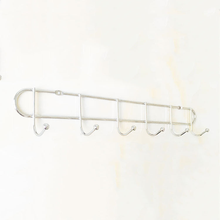 Industrial Entryway Kit Silver Stainless Steel Wall-Mounted with Hooks Coat Hanger 13.8"L x 1.4"W x 2.2"H 1 Piece Clearhalo 'Entry & Mudroom Furniture' 'furn' 'furn_hall_tree_coat_racks' 'Furniture' 'Hall Trees & Coat Racks' 'hall_tree_coat_racks' 5955998