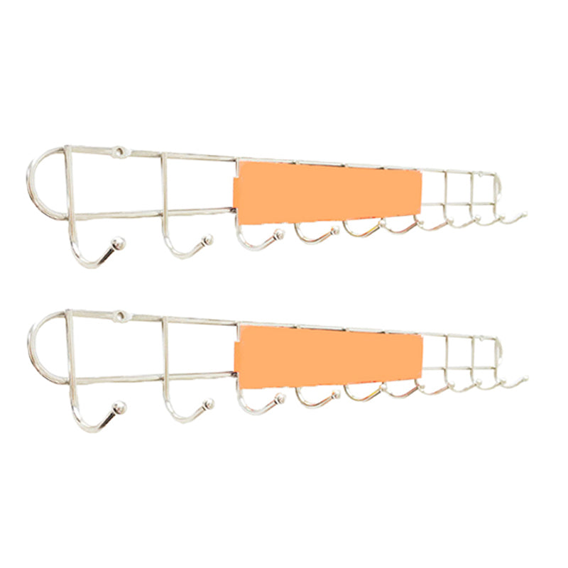 Industrial Entryway Kit Silver Stainless Steel Wall-Mounted with Hooks Coat Hanger 23.4"L x 1.7"W x 2.4"H 2 Piece Set Clearhalo 'Entry & Mudroom Furniture' 'furn' 'furn_hall_tree_coat_racks' 'Furniture' 'Hall Trees & Coat Racks' 'hall_tree_coat_racks' 5955999