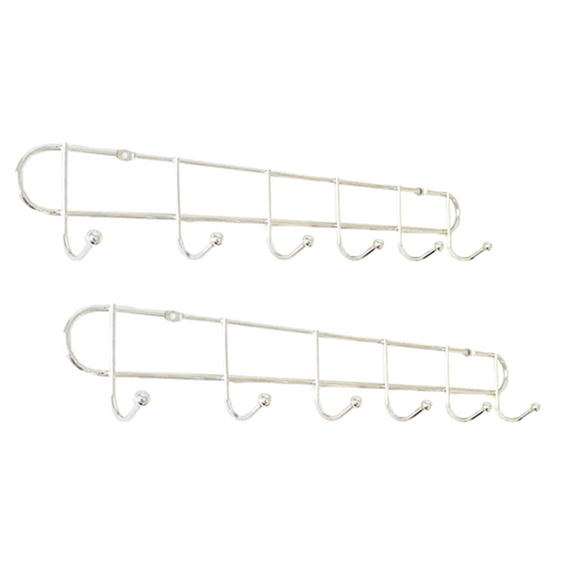 Industrial Entryway Kit Silver Stainless Steel Wall-Mounted with Hooks Coat Hanger 13.8"L x 1.4"W x 2.2"H 2 Piece Set Clearhalo 'Entry & Mudroom Furniture' 'furn' 'furn_hall_tree_coat_racks' 'Furniture' 'Hall Trees & Coat Racks' 'hall_tree_coat_racks' 5956001