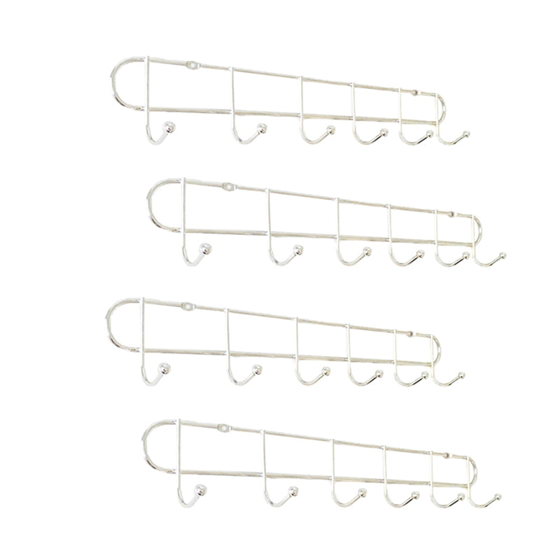 Industrial Entryway Kit Silver Stainless Steel Wall-Mounted with Hooks Coat Hanger 13.8"L x 1.4"W x 2.2"H 4 Piece Set Clearhalo 'Entry & Mudroom Furniture' 'furn' 'furn_hall_tree_coat_racks' 'Furniture' 'Hall Trees & Coat Racks' 'hall_tree_coat_racks' 5956002
