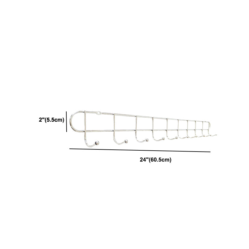 Industrial Entryway Kit Silver Stainless Steel Wall-Mounted with Hooks Coat Hanger Clearhalo 'Entry & Mudroom Furniture' 'furn' 'furn_hall_tree_coat_racks' 'Furniture' 'Hall Trees & Coat Racks' 'hall_tree_coat_racks' 5956005