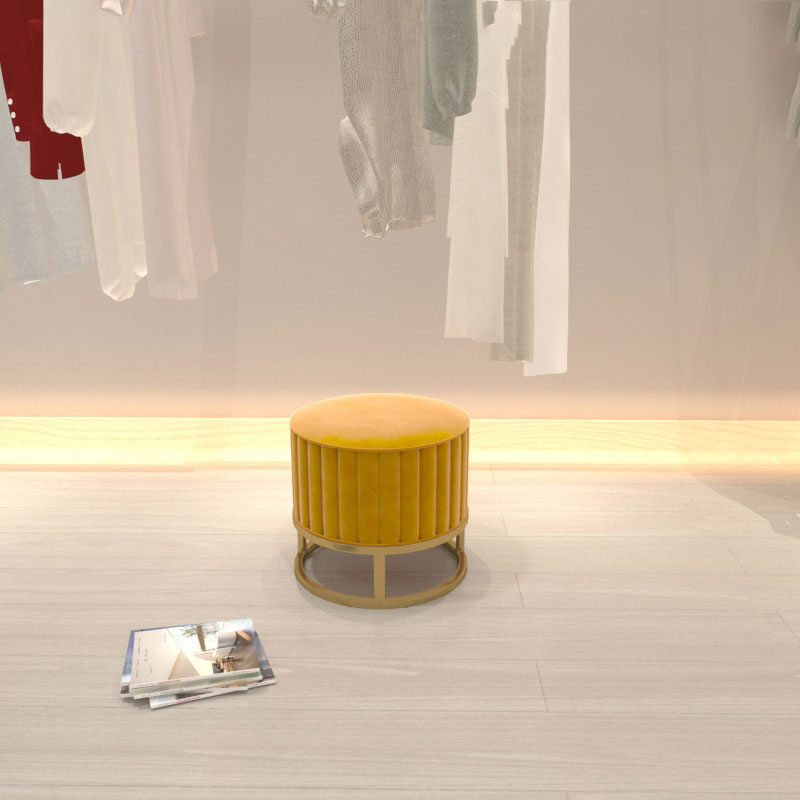 Modern Pouf Ottoman Velvet Upholstered Tear Resistant Round Ottoman with Chair Legs Yellow 1 Piece Clearhalo 'furn' 'furn_ottomans_poufs' 'Furniture' 'Living Room Furniture' 'Ottomans & Poufs' 'ottomans_poufs' 5956013