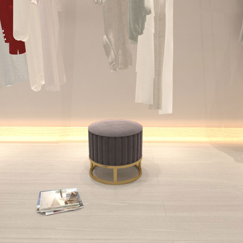 Modern Pouf Ottoman Velvet Upholstered Tear Resistant Round Ottoman with Chair Legs Clearhalo 'furn' 'furn_ottomans_poufs' 'Furniture' 'Living Room Furniture' 'Ottomans & Poufs' 'ottomans_poufs' 5956015