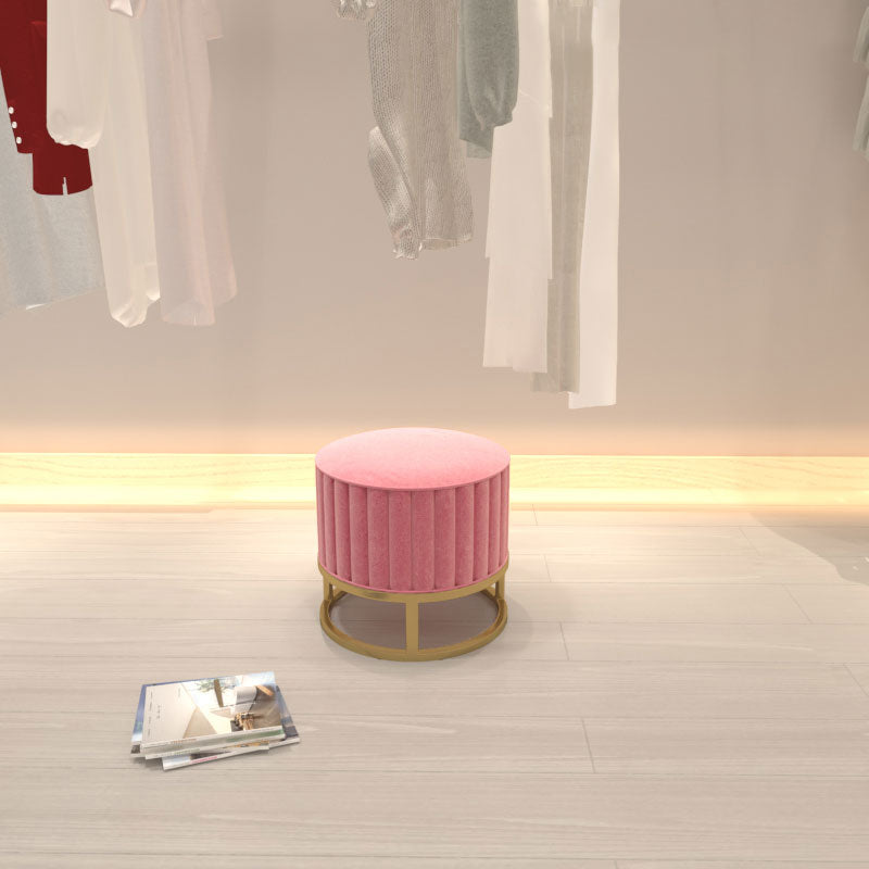 Modern Pouf Ottoman Velvet Upholstered Tear Resistant Round Ottoman with Chair Legs Pink 1 Piece Clearhalo 'furn' 'furn_ottomans_poufs' 'Furniture' 'Living Room Furniture' 'Ottomans & Poufs' 'ottomans_poufs' 5956016