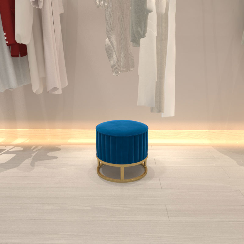 Modern Pouf Ottoman Velvet Upholstered Tear Resistant Round Ottoman with Chair Legs Blue 1 Piece Clearhalo 'furn' 'furn_ottomans_poufs' 'Furniture' 'Living Room Furniture' 'Ottomans & Poufs' 'ottomans_poufs' 5956020