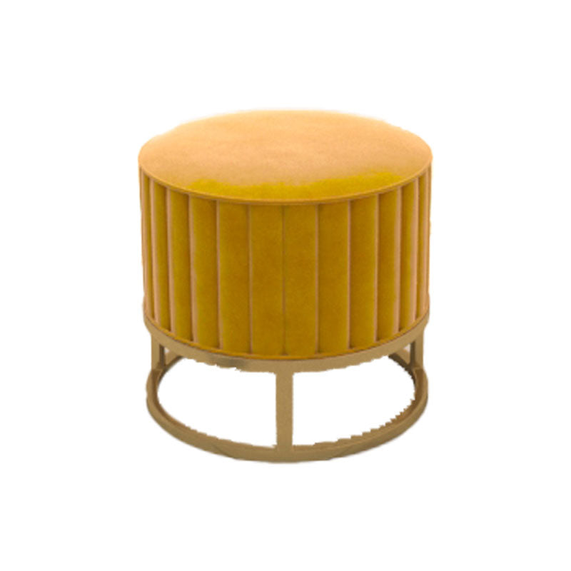Modern Pouf Ottoman Velvet Upholstered Tear Resistant Round Ottoman with Chair Legs Clearhalo 'furn' 'furn_ottomans_poufs' 'Furniture' 'Living Room Furniture' 'Ottomans & Poufs' 'ottomans_poufs' 5956021