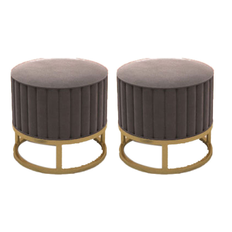 Modern Pouf Ottoman Velvet Upholstered Tear Resistant Round Ottoman with Chair Legs Gray 2 Piece Set Clearhalo 'furn' 'furn_ottomans_poufs' 'Furniture' 'Living Room Furniture' 'Ottomans & Poufs' 'ottomans_poufs' 5956023