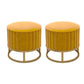 Modern Pouf Ottoman Velvet Upholstered Tear Resistant Round Ottoman with Chair Legs Yellow 2 Piece Set Clearhalo 'furn' 'furn_ottomans_poufs' 'Furniture' 'Living Room Furniture' 'Ottomans & Poufs' 'ottomans_poufs' 5956027