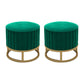 Modern Pouf Ottoman Velvet Upholstered Tear Resistant Round Ottoman with Chair Legs Green 2 Piece Set Clearhalo 'furn' 'furn_ottomans_poufs' 'Furniture' 'Living Room Furniture' 'Ottomans & Poufs' 'ottomans_poufs' 5956029