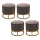 Modern Pouf Ottoman Velvet Upholstered Tear Resistant Round Ottoman with Chair Legs Gray 4 Piece Set Clearhalo 'furn' 'furn_ottomans_poufs' 'Furniture' 'Living Room Furniture' 'Ottomans & Poufs' 'ottomans_poufs' 5956032
