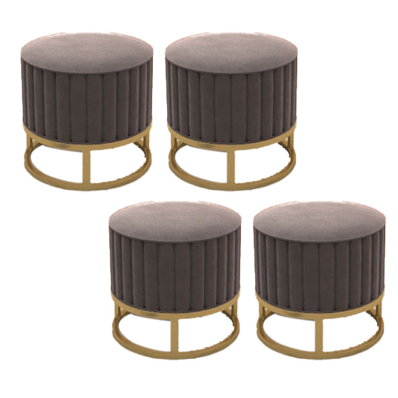 Modern Pouf Ottoman Velvet Upholstered Tear Resistant Round Ottoman with Chair Legs Gray 4 Piece Set Clearhalo 'furn' 'furn_ottomans_poufs' 'Furniture' 'Living Room Furniture' 'Ottomans & Poufs' 'ottomans_poufs' 5956032