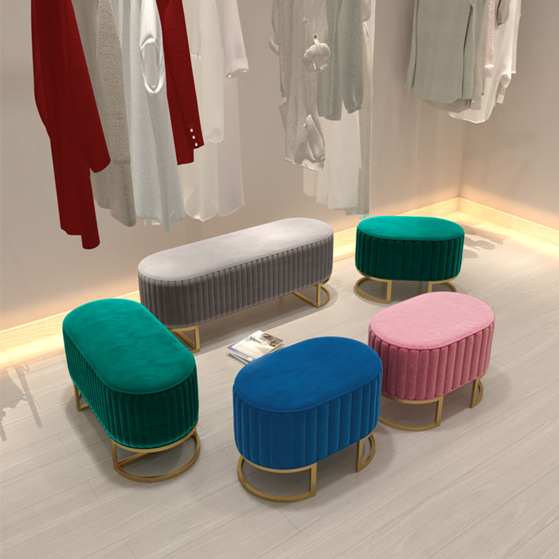 Modern Pouf Ottoman Velvet Upholstered Tear Resistant Round Ottoman with Chair Legs Clearhalo 'furn' 'furn_ottomans_poufs' 'Furniture' 'Living Room Furniture' 'Ottomans & Poufs' 'ottomans_poufs' 5956034