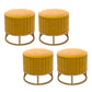 Modern Pouf Ottoman Velvet Upholstered Tear Resistant Round Ottoman with Chair Legs Yellow 4 Piece Set Clearhalo 'furn' 'furn_ottomans_poufs' 'Furniture' 'Living Room Furniture' 'Ottomans & Poufs' 'ottomans_poufs' 5956035